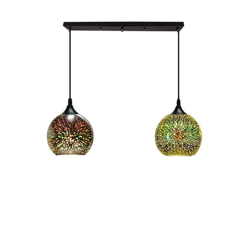 ElysianSpark 3D Creative LED Kronleuchter | 2/3 Lichter | Feuerwerksglas-Dome | Modernes Design | Stimmungslicht für Zuhause