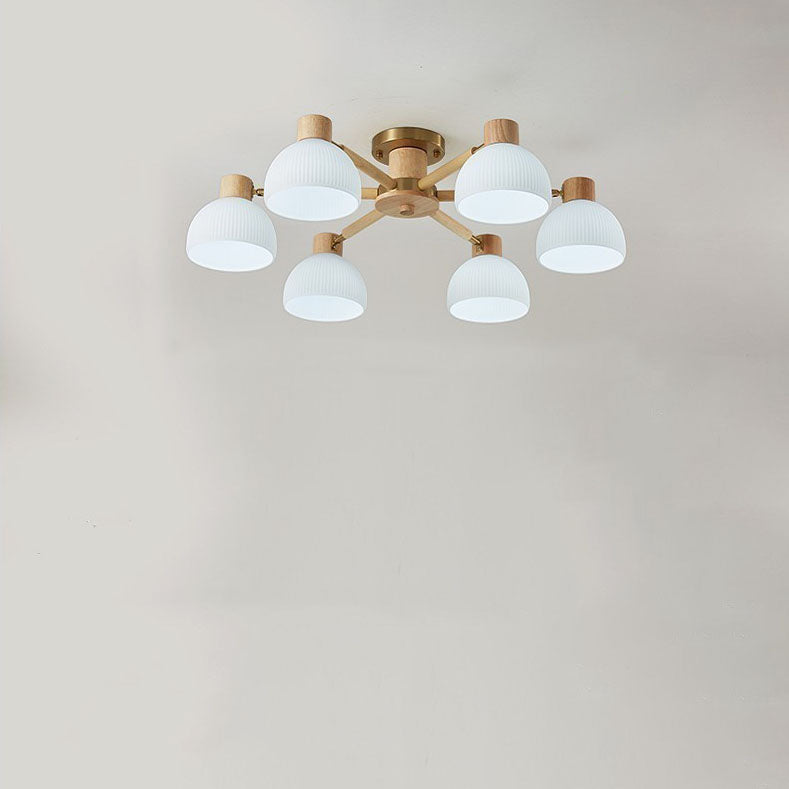 TranquiLight Wabi-Sabi Deckenleuchte | Minimalistisches Design | Holz & Glas | 3/6/8-Licht Lampe