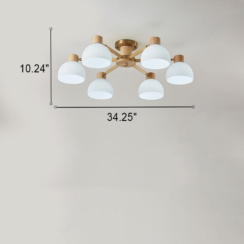 TranquiLight Wabi-Sabi Deckenleuchte | Minimalistisches Design | Holz & Glas | 3/6/8-Licht Lampe