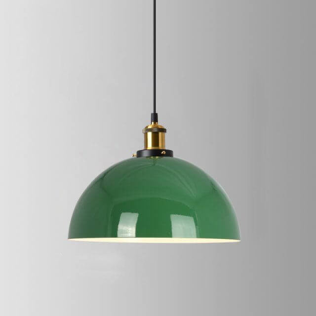 RetroDome Industrielle Vintage Pendelleuchte | Grünes Eisen-Kuppeldesign | Einzellicht | Rustikale Deckenbeleuchtung