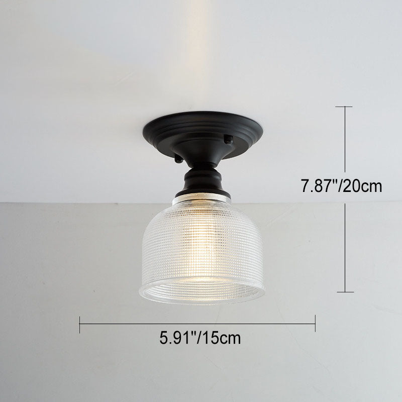 AuroraBloom Nordic Vintage LED-Deckenleuchte | Glasblumen-Design | Rund | Geometrisches Muster | Halbeinbau