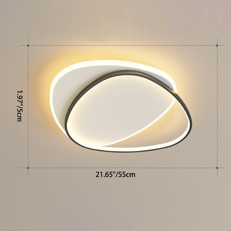 TriLume Minimalistische LED Deckenleuchte | Dreieck-Oval Design | Acryl & Eisen | Warm-/Weißlicht | Wohnzimmerbeleuchtung