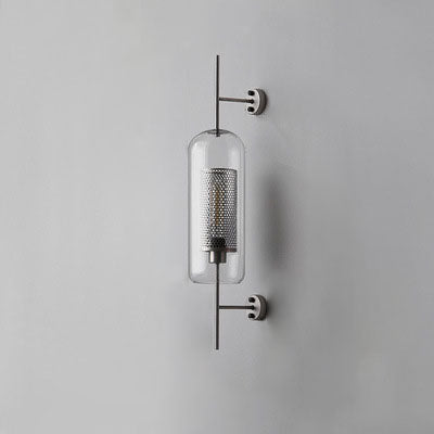 Lumivault Industrial Wandlampe | Zylindrischer Glasschirm | Eisenrahmen | Deko für Schlafzimmer & Wohnräume