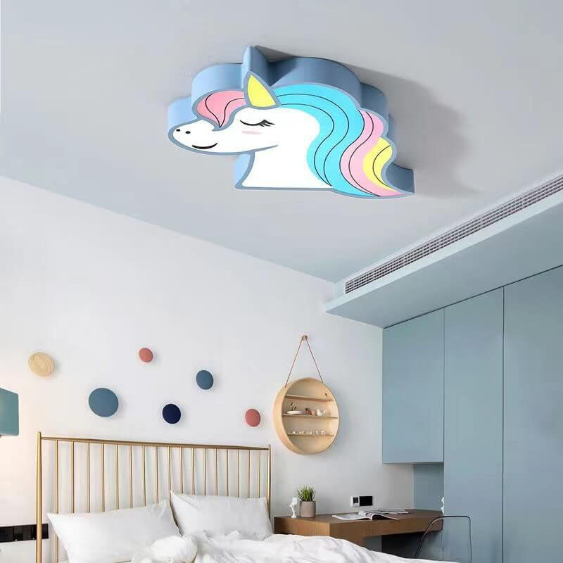UniGlow Kinder Deckenleuchte | Modernes Einhorn-Design | LED Flächenleuchte | Acryl & Eisen