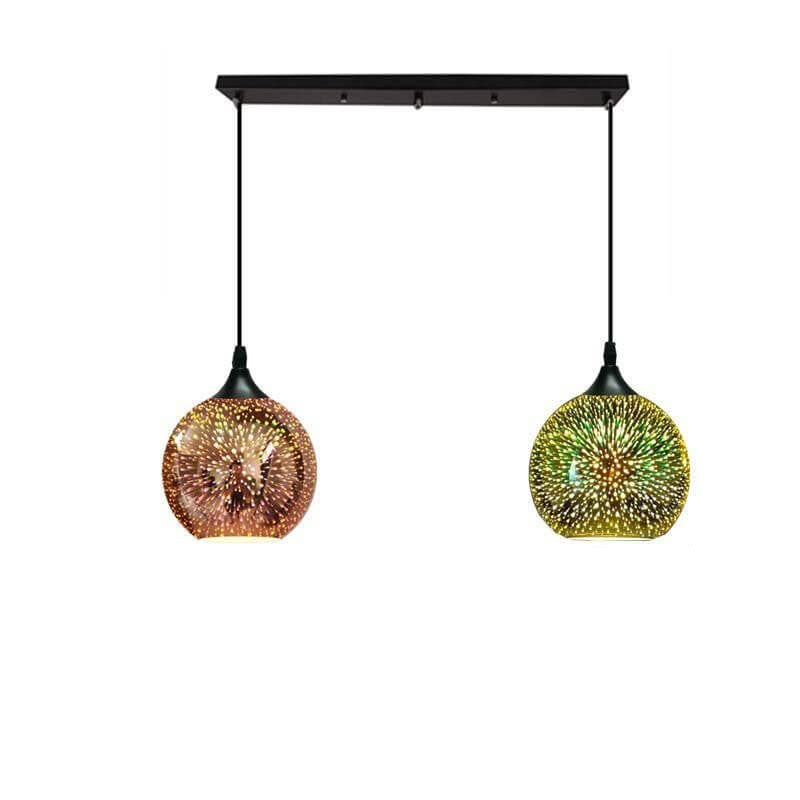 ElysianSpark 3D Creative LED Kronleuchter | 2/3 Lichter | Feuerwerksglas-Dome | Modernes Design | Stimmungslicht für Zuhause