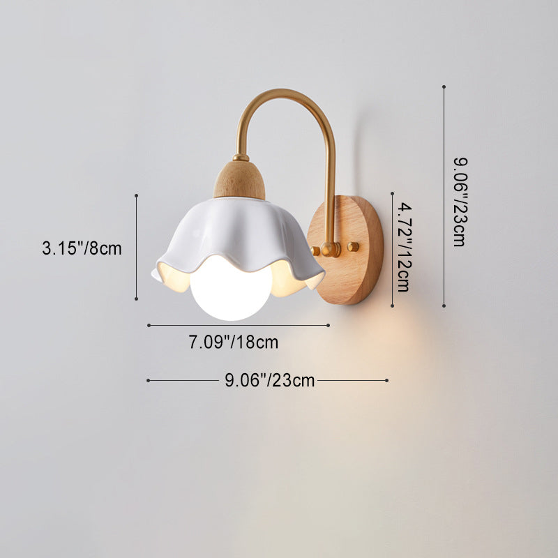 CeramiLume Kreatives Wandlicht | Holz & Keramik | 1-flammige Wandlampe | Wohnraumbeleuchtung