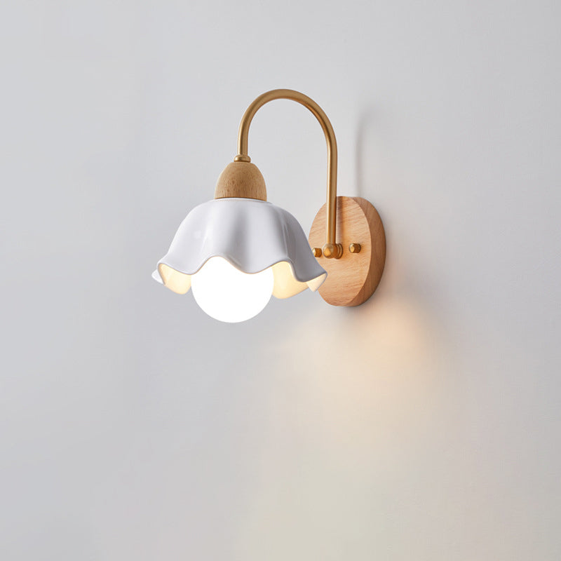 CeramiLume Kreatives Wandlicht | Holz & Keramik | 1-flammige Wandlampe | Wohnraumbeleuchtung