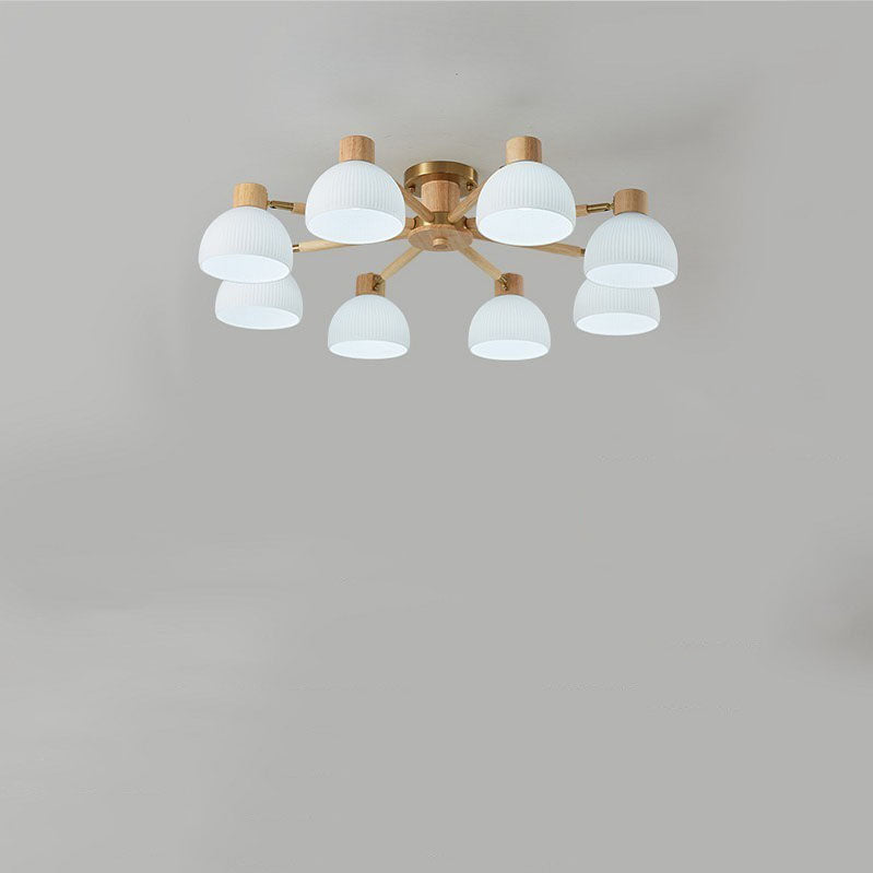 TranquiLight Wabi-Sabi Deckenleuchte | Minimalistisches Design | Holz & Glas | 3/6/8-Licht Lampe