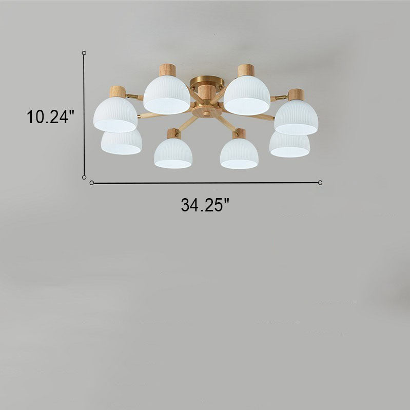 TranquiLight Wabi-Sabi Deckenleuchte | Minimalistisches Design | Holz & Glas | 3/6/8-Licht Lampe
