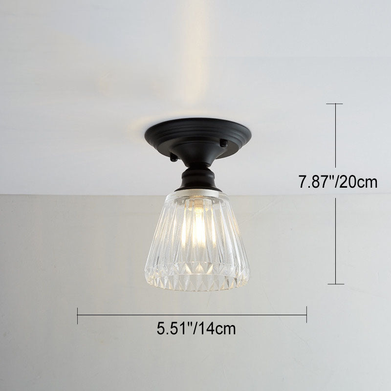 AuroraBloom Nordic Vintage LED-Deckenleuchte | Glasblumen-Design | Rund | Geometrisches Muster | Halbeinbau