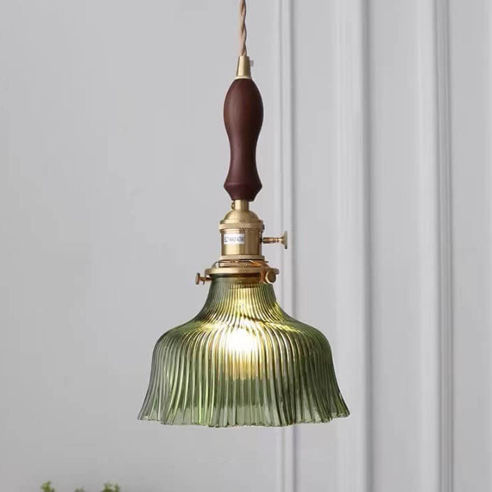 OrnaLite Nordic Pendelleuchte | Kupfer & Walnussholz | Blütendesign | Minimalistischer Stil