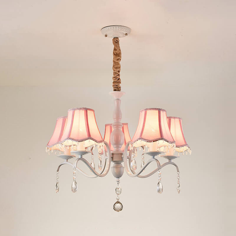 ConeLume Kronleuchter | Kreatives Design mit Stofflampenschirmen | 5/6/8-flammig | Kristall & Eisen