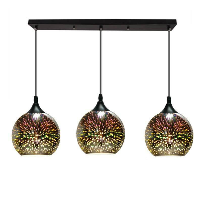 ElysianSpark 3D Creative LED Kronleuchter | 2/3 Lichter | Feuerwerksglas-Dome | Modernes Design | Stimmungslicht für Zuhause