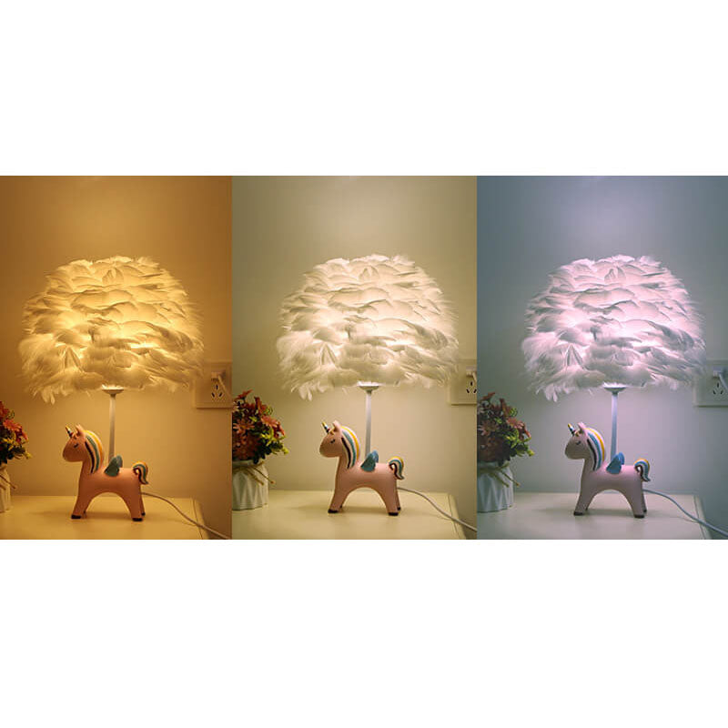 DreamaFeather Kinder Tischlampe | Kreatives Design | Einhorn & Tiermotive | Nachtlicht & Dekoration