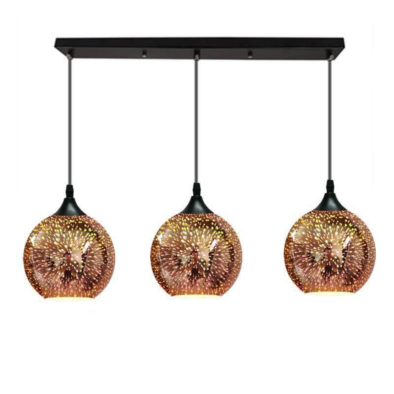 ElysianSpark 3D Creative LED Kronleuchter | 2/3 Lichter | Feuerwerksglas-Dome | Modernes Design | Stimmungslicht für Zuhause