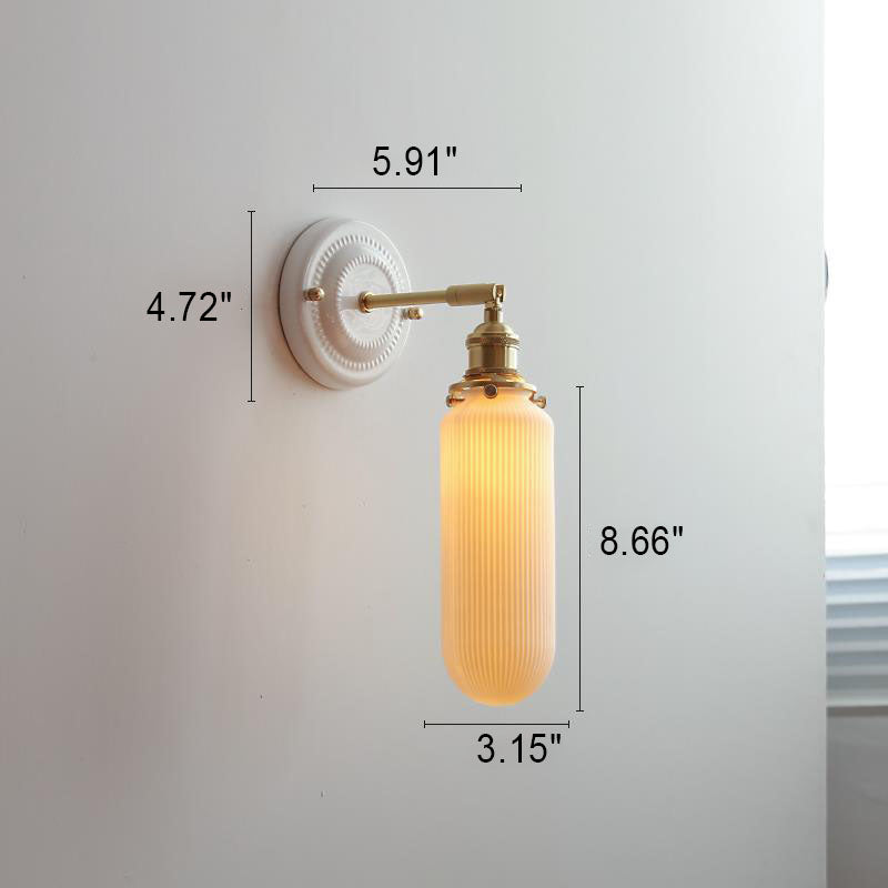 LumiZen Vintage Japanische Keramik & Messing Wandlampe | 1-Licht | Klassisches Design | Wohnzimmer Deko | Elegante Beleuchtung