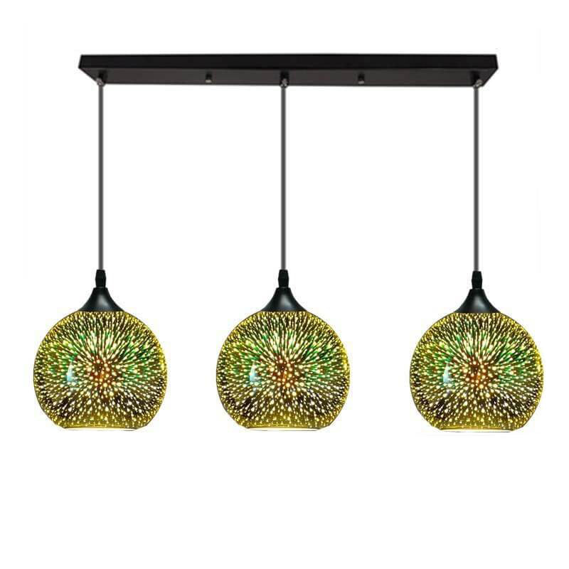 ElysianSpark 3D Creative LED Kronleuchter | 2/3 Lichter | Feuerwerksglas-Dome | Modernes Design | Stimmungslicht für Zuhause