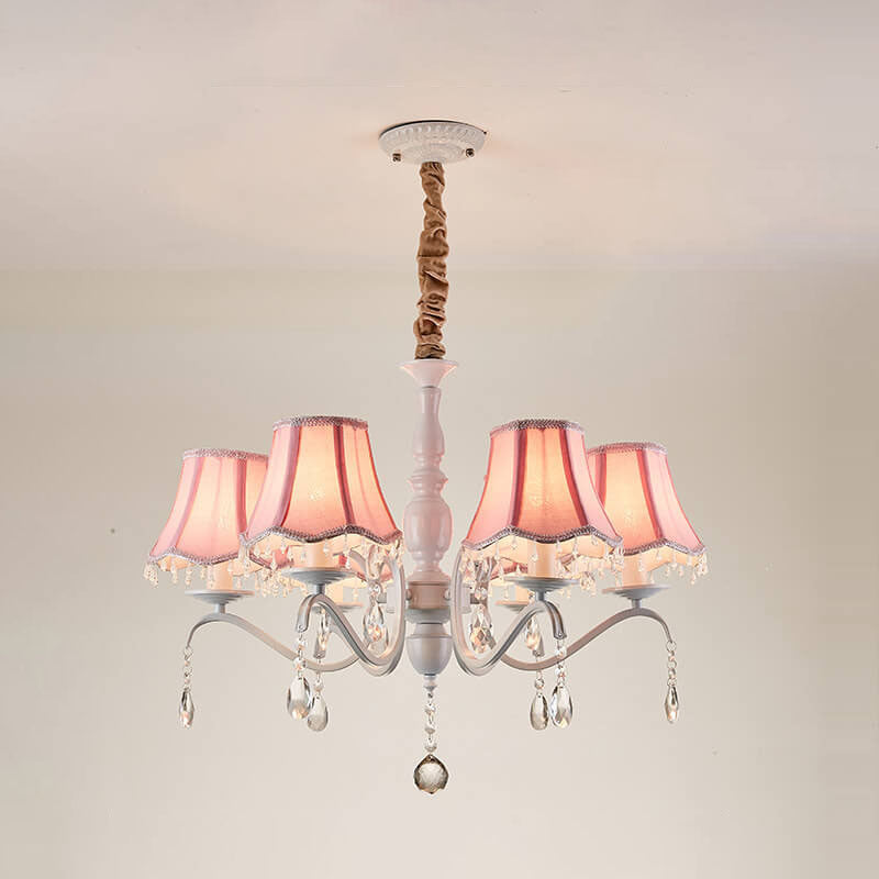 ConeLume Kronleuchter | Kreatives Design mit Stofflampenschirmen | 5/6/8-flammig | Kristall & Eisen