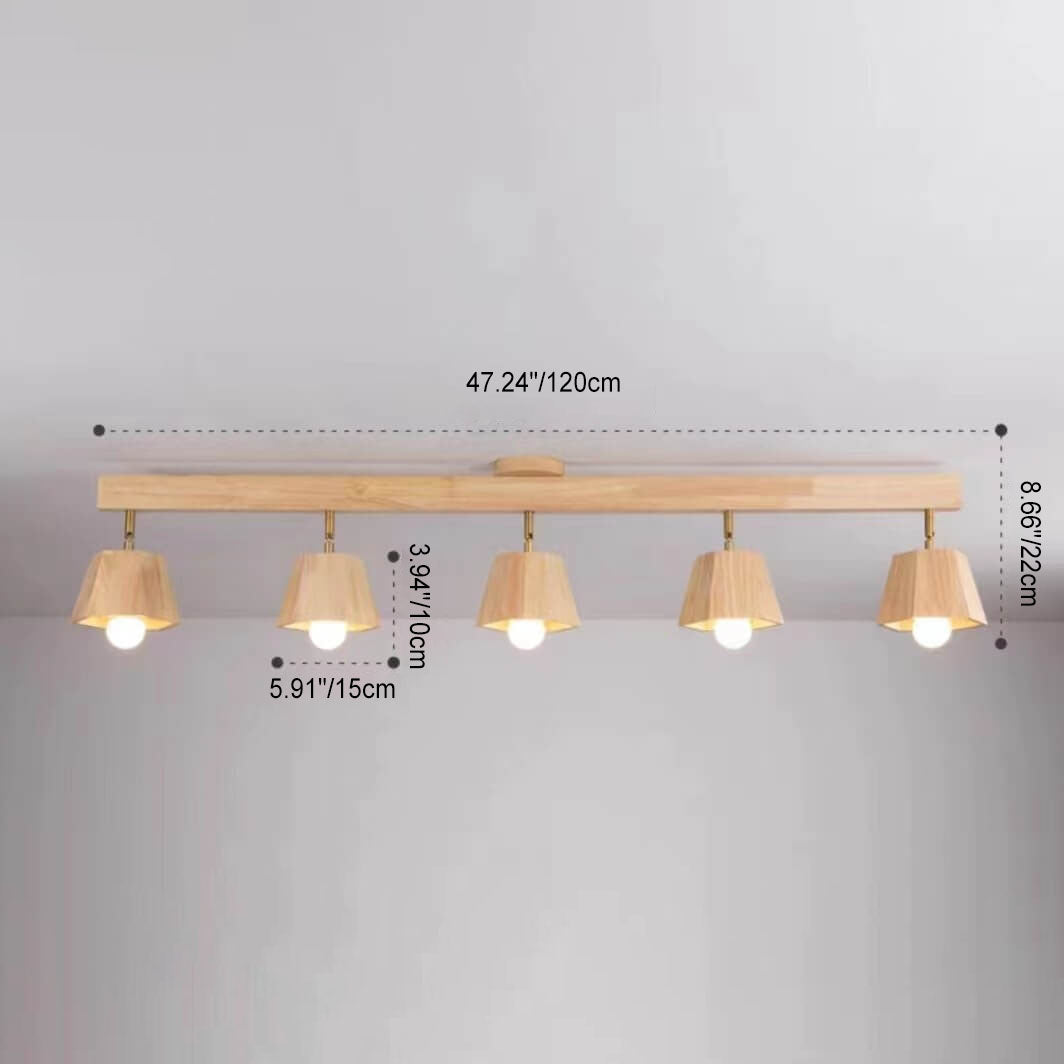 Hinokura Japanische Holz-Deckenleuchte | Polygonales Design | 1/5-Licht | Schlafzimmerbeleuchtung