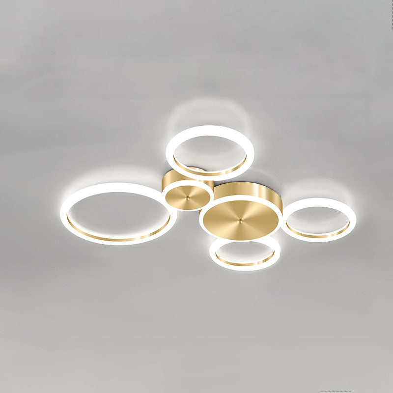 AurumGlow LED Deckenleuchte | Modernes Golden Circle Design | Acryl Flush Mount | Luxus Beleuchtung