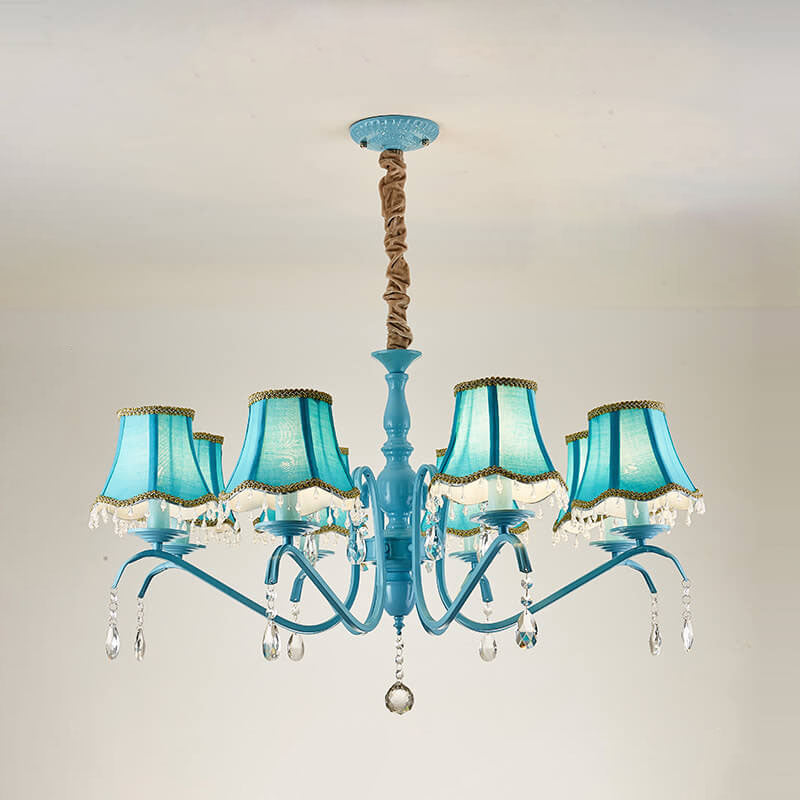 ConeLume Kronleuchter | Kreatives Design mit Stofflampenschirmen | 5/6/8-flammig | Kristall & Eisen