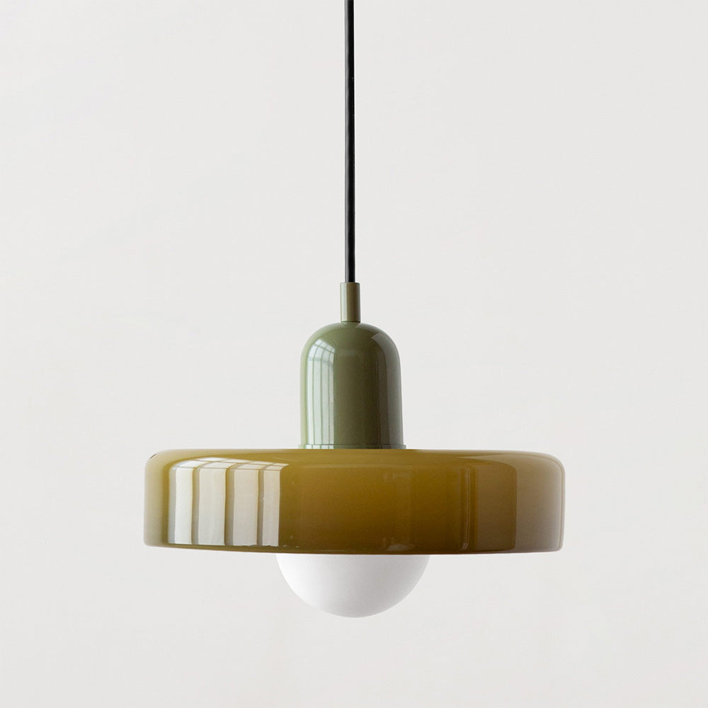 BauArt Pendelleuchte aus farbigem Glas | Elegante Hängeleuchte im Bauhaus-Stil | Designlampe für Wohnzimmer & Esszimmer