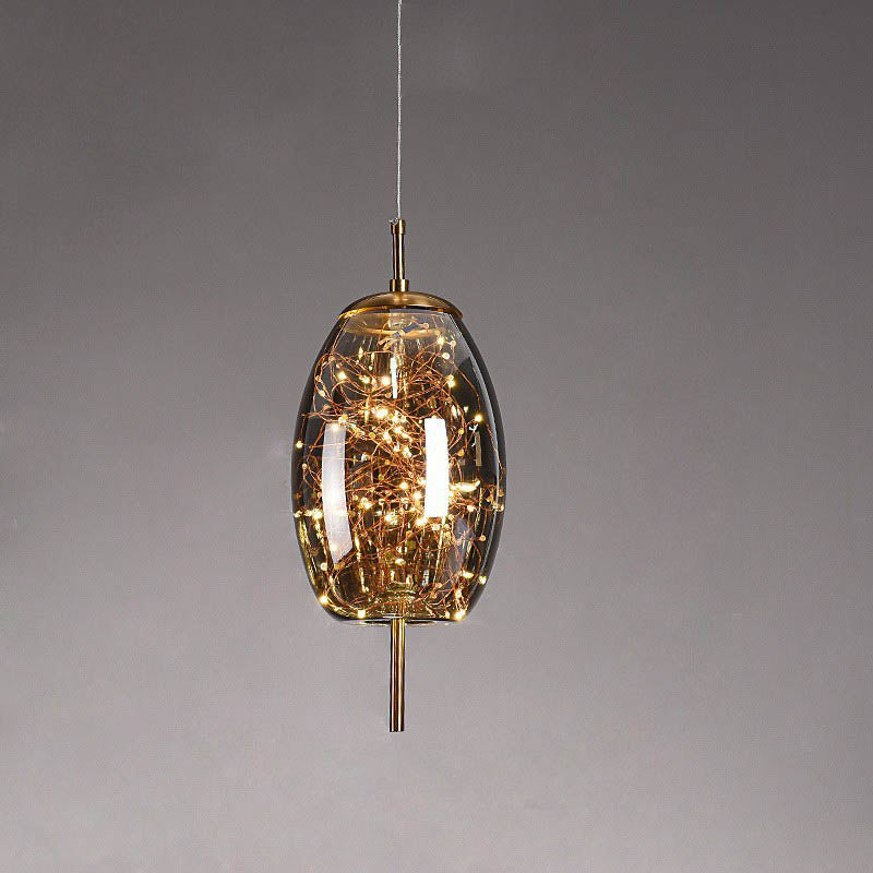 LumoSphere Nordic Pendelleuchte | Zylinder Oval Design | Glas-Lampe | Dimmbares LED Licht | Schlafzimmer & Wohnräume