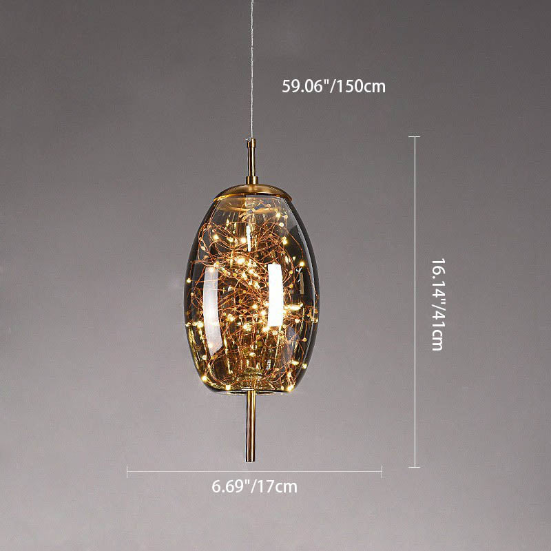 LumoSphere Nordic Pendelleuchte | Zylinder Oval Design | Glas-Lampe | Dimmbares LED Licht | Schlafzimmer & Wohnräume