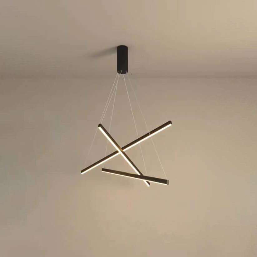 GeoLuma Nordic LED Kronleuchter | Geometrisches Linien-Design aus Eisen & Aluminium | 3-9 Flammen | Modern & Energieeffizient