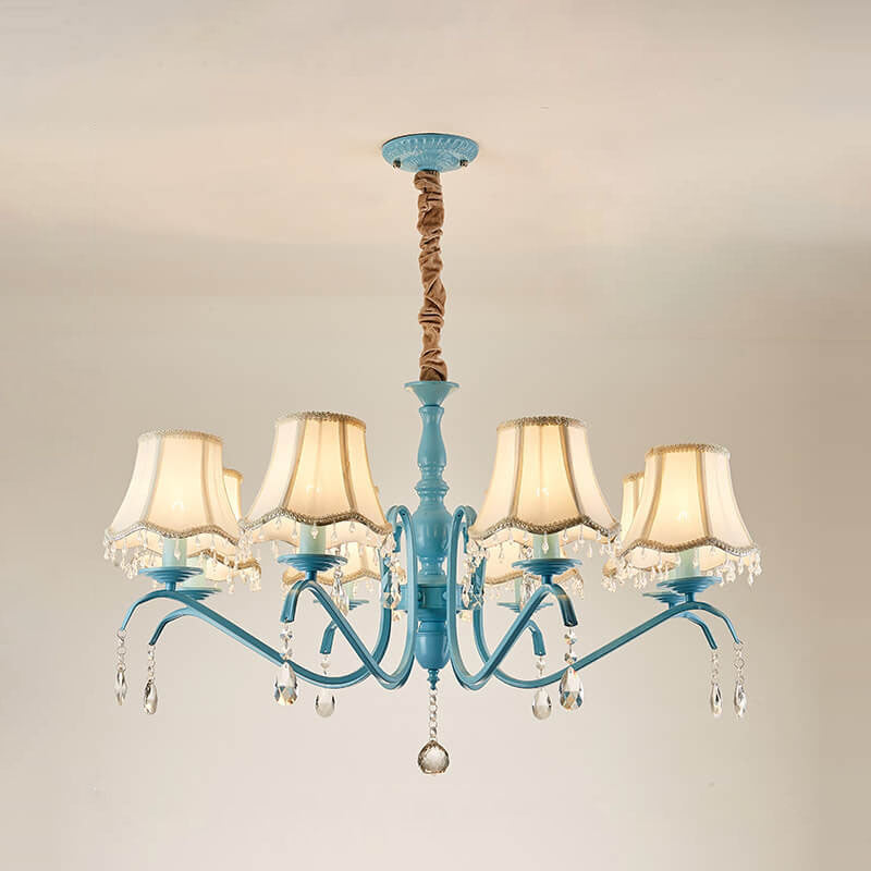 ConeLume Kronleuchter | Kreatives Design mit Stofflampenschirmen | 5/6/8-flammig | Kristall & Eisen