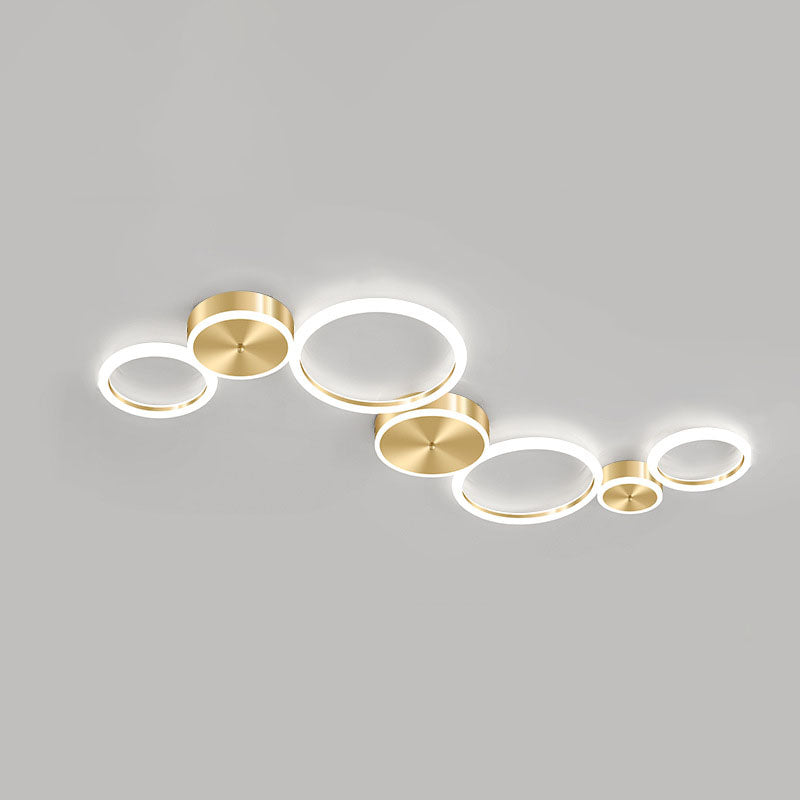 AurumGlow LED Deckenleuchte | Modernes Golden Circle Design | Acryl Flush Mount | Luxus Beleuchtung