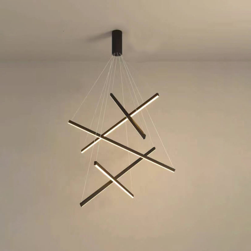 GeoLuma Nordic LED Kronleuchter | Geometrisches Linien-Design aus Eisen & Aluminium | 3-9 Flammen | Modern & Energieeffizient