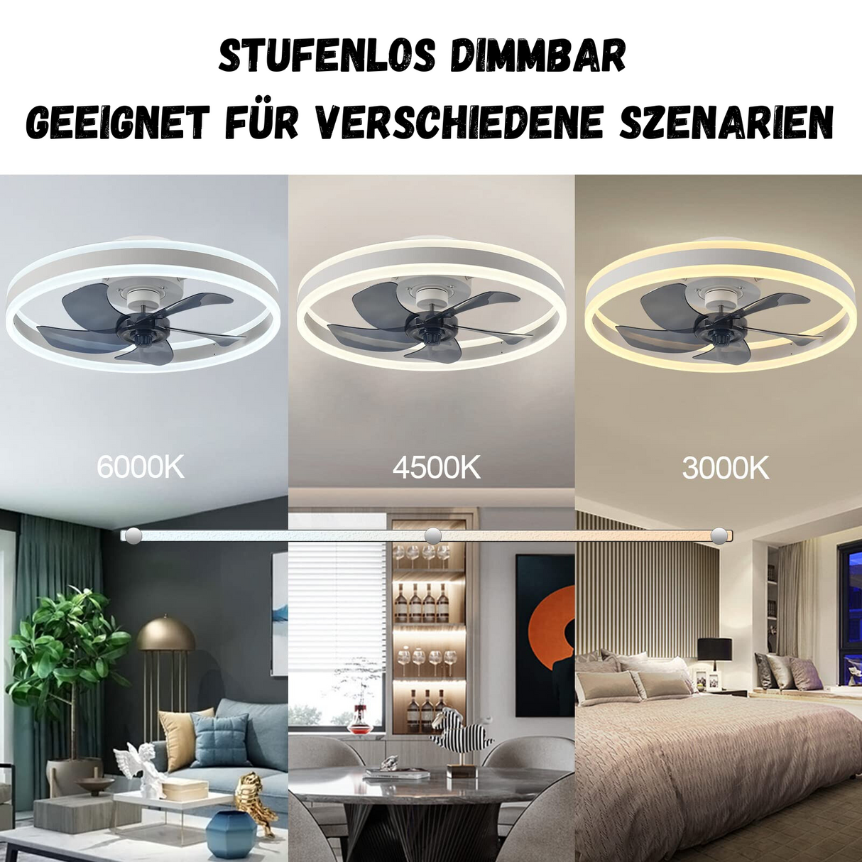 BreezeLume Ventilator-Deckenleuchte | LED Beleuchtung | Flügelloses Design | Mit Fernbedienung