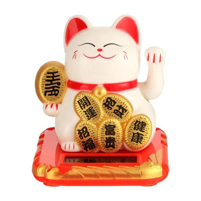 LuckyMiko Chinesische Glückskatze | Winkende Katze mit Beweglichem Arm | Feng Shui Dekoration für Zuhause & Büro | Symbol für Wohlstand