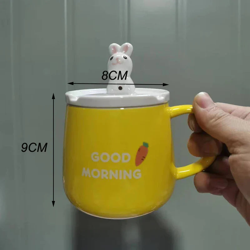 CupBuddy Niedliche Cartoon-Keramiktasse | Kaffeetasse & Milchteebecher | Frühstückstasse als Geschenkidee & Trinkgeschirr
