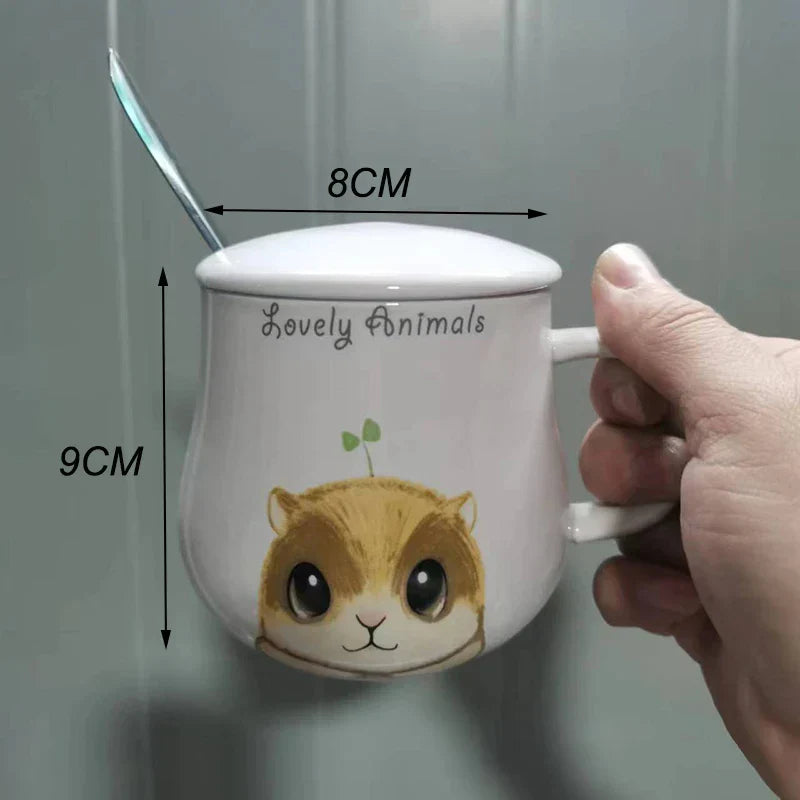 CupBuddy Niedliche Cartoon-Keramiktasse | Kaffeetasse & Milchteebecher | Frühstückstasse als Geschenkidee & Trinkgeschirr