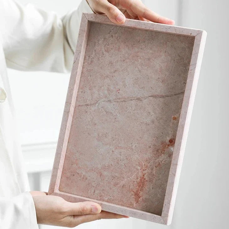 Rosella Marble Serviertablett | Elegantes Rosé-Marmor Dekotablett | Luxuriöse Dekoration & Praktisches Design