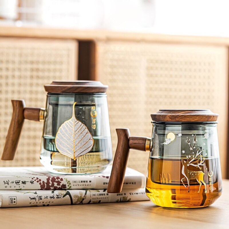 BrewPure Glas Teetasse mit Filter | Hitzebeständiger Wasserbecher | Kung-Fu-Teeset für Büro & Zuhause