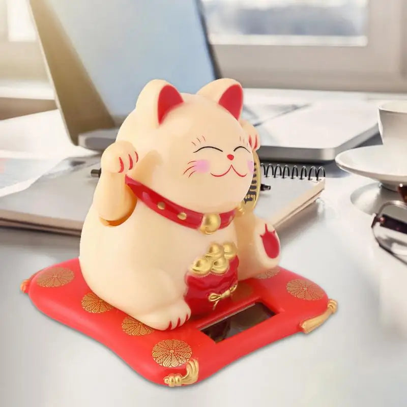 LuckyMiko Chinesische Glückskatze | Winkende Katze mit Beweglichem Arm | Feng Shui Dekoration für Zuhause & Büro | Symbol für Wohlstand