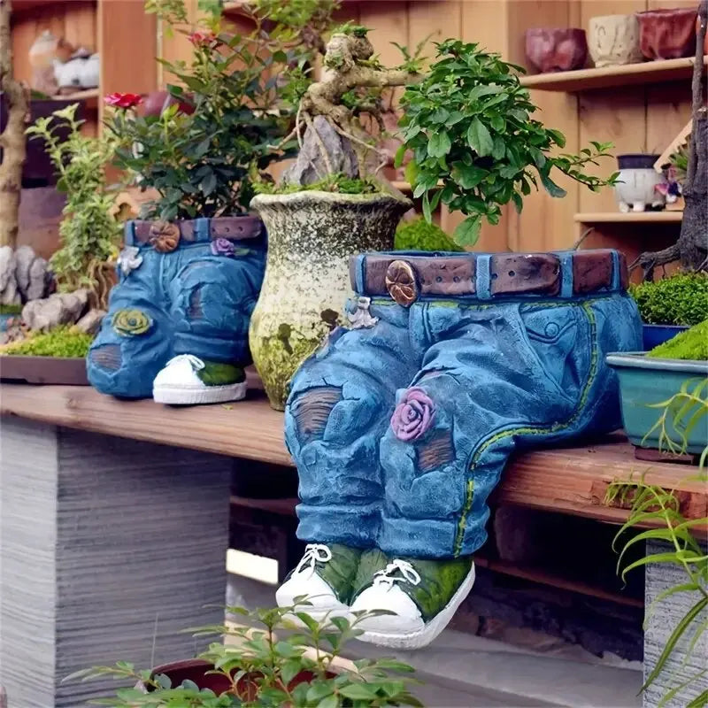 Gardenia Retro-Design Gartenpflanztopf | Vintage Denim Look | Outdoor & Indoor Deko