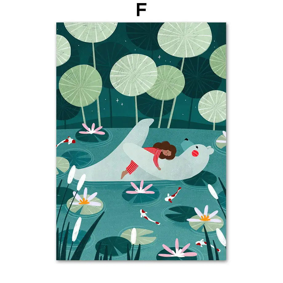 ArtWave Nordische Tierkunst-Leinwand | Wal Delfin Leopard | Poster und Drucke | Wohnzimmer Wanddeko