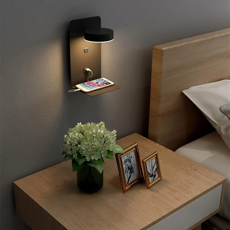 GlowFreya LED Nachttischlampe | Mit USB-Port | Modernes Design | Perfekt für Schlafzimmer & Büros