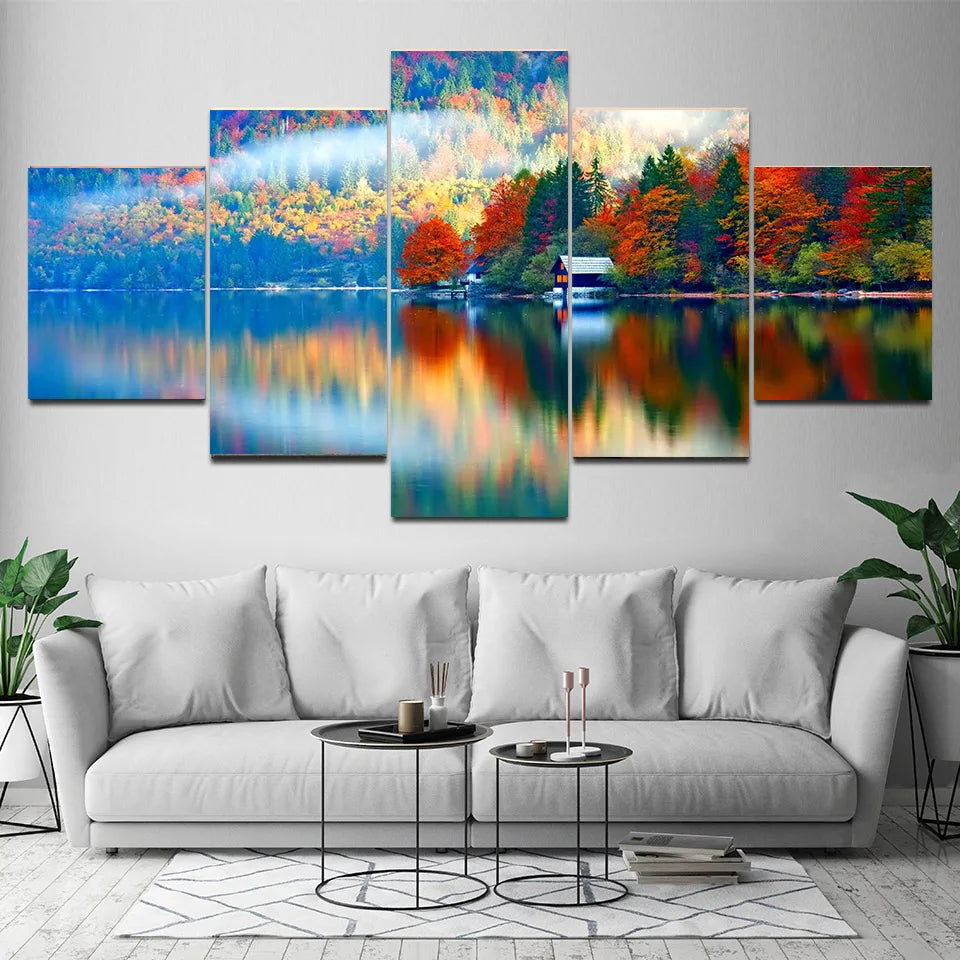 EcoHarmony Natur Leinwand 5er-Set | Wandkunst | Natürliche Eleganz | Wohn- und Bürodekoration