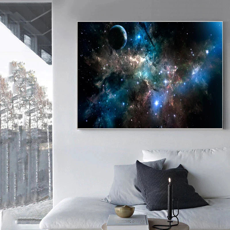 StarNova Nebula Leinwand | Moderne Wandkunst | Hochwertige Galaxie-Drucke | Dekoration für Zuhause