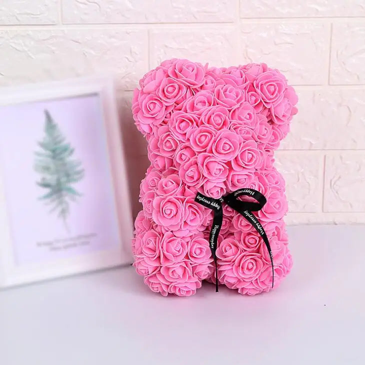 RoseTeddy Rosenbär 25 cm | Künstliche Schaumstoff-Rosen | Perfektes Valentinstagsgeschenk & Party-Dekoration