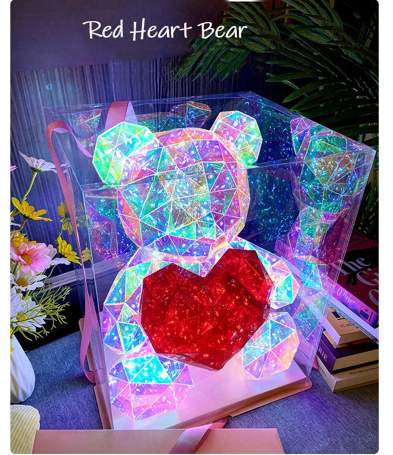 GlowBear LED Teddybär Lampe | Kuschelige Geschenkidee | Bunte Beleuchtung | Deko für Geburtstag & Valentinstag