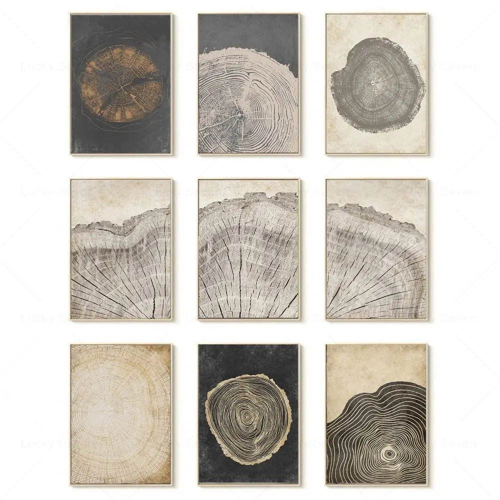 ArtRing Baumringe Abstrakte Leinwand | Moderne Wandkunst | Stilvolle Deko für Zuhause