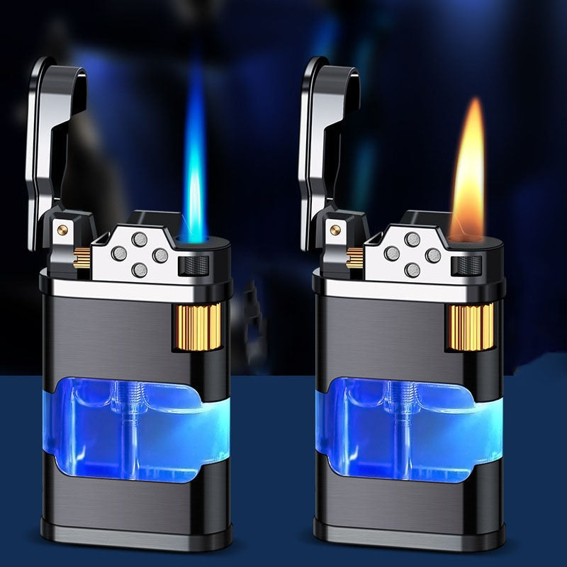 Flamora Metall Gasfeuerzeug | Winddichtes Blau-Flamme Design | Nachfüllbar | Elegantes Accessoire