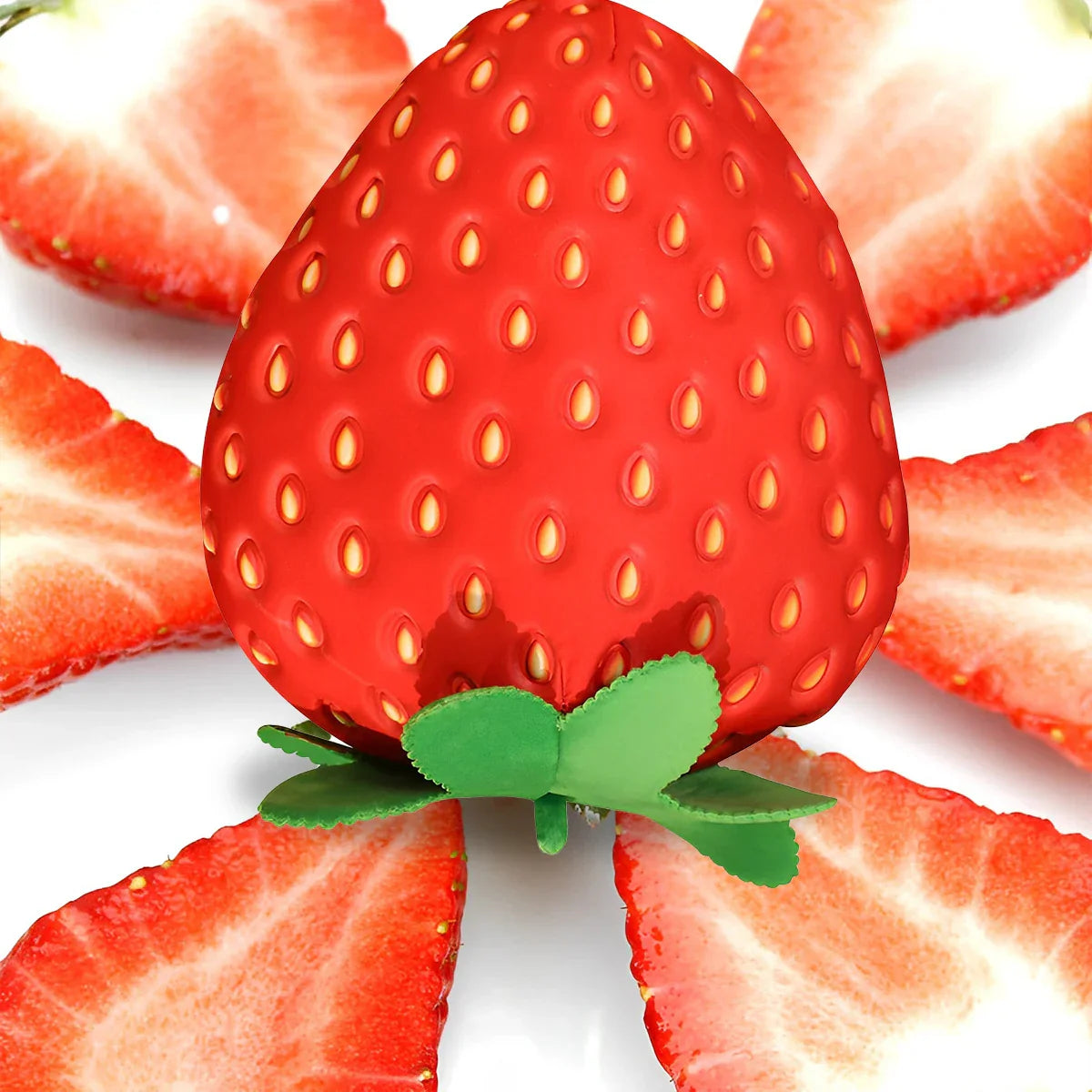 BerrySoft Dekoratives Erdbeer-Kissen | Plüschkissen | Rückenkissen | Niedliches Geschenk für Mädchen