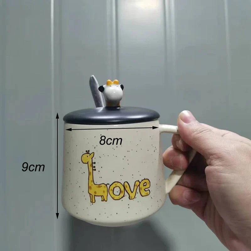 CupBuddy Niedliche Cartoon-Keramiktasse | Kaffeetasse & Milchteebecher | Frühstückstasse als Geschenkidee & Trinkgeschirr